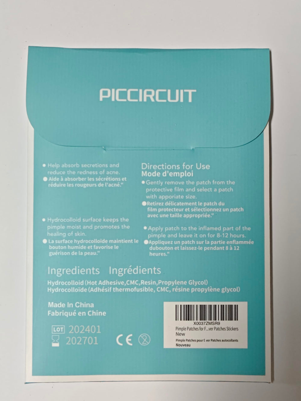 PICCircuit retirada fácil, sin enrojecimiento ni irritación tras el uso.