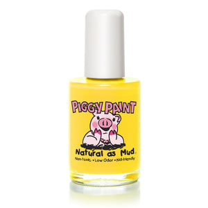 Piggy Paint Bae-Bee Bliss en botella amarilla brillante, ideal para manicuras seguras infantiles