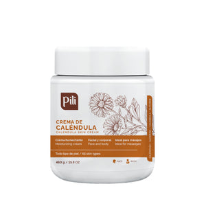 Pili Natural Calendula Repair Cream, bote visible para piel seca y sensible.