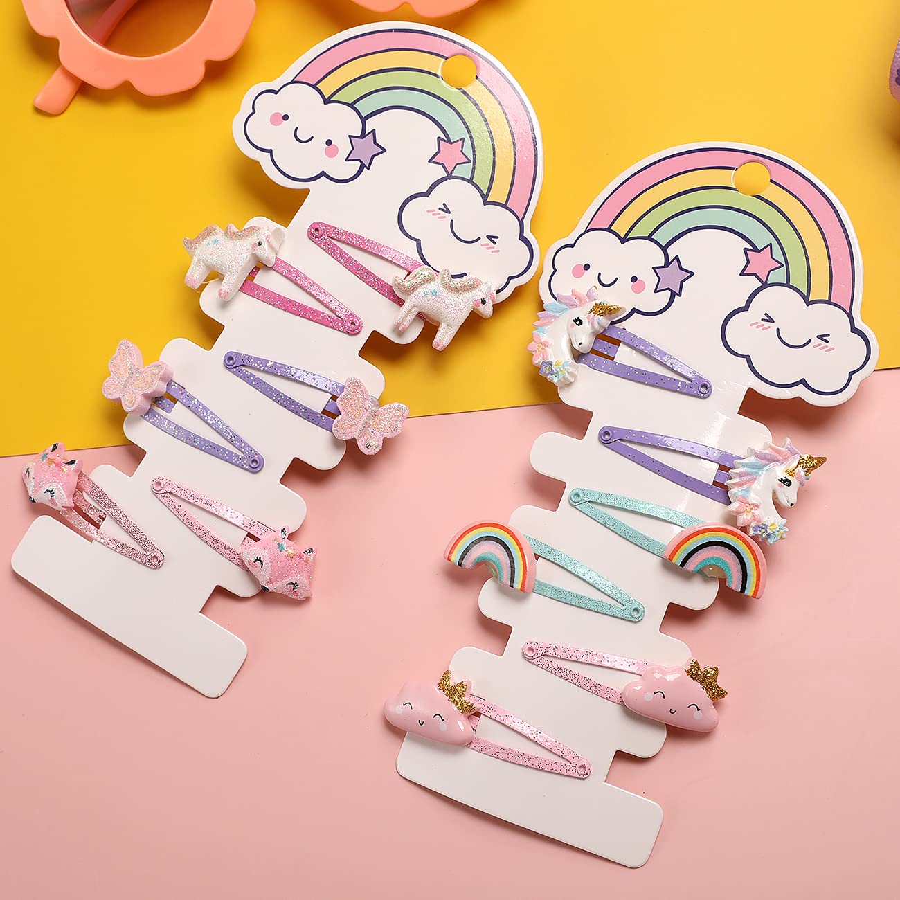 PinkSheep zorro arcoiris: clip resistente para peinados diarios.