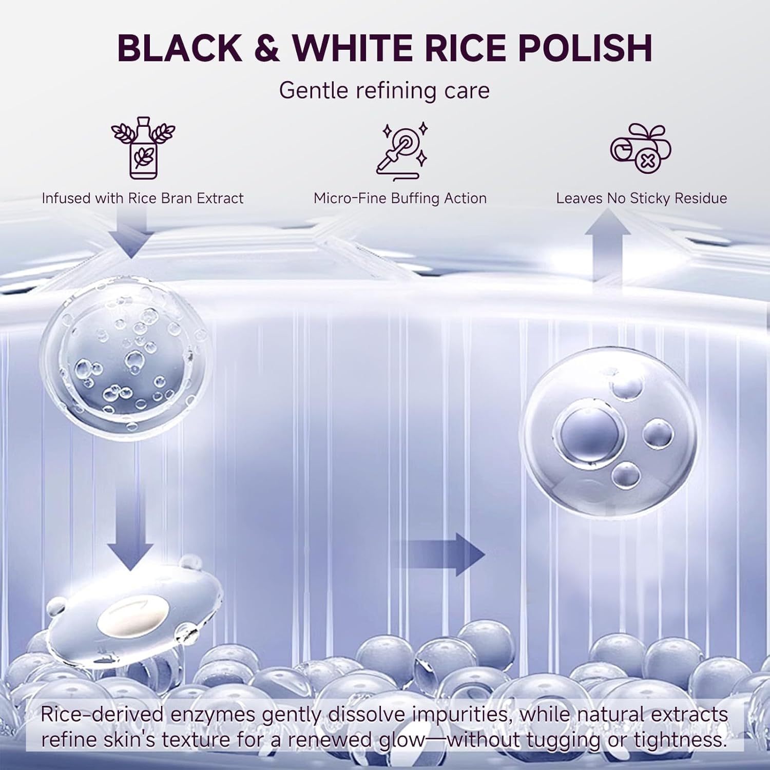 PIVETOS exfoliante de arroz, poros visiblemente refinados y apariencia clara