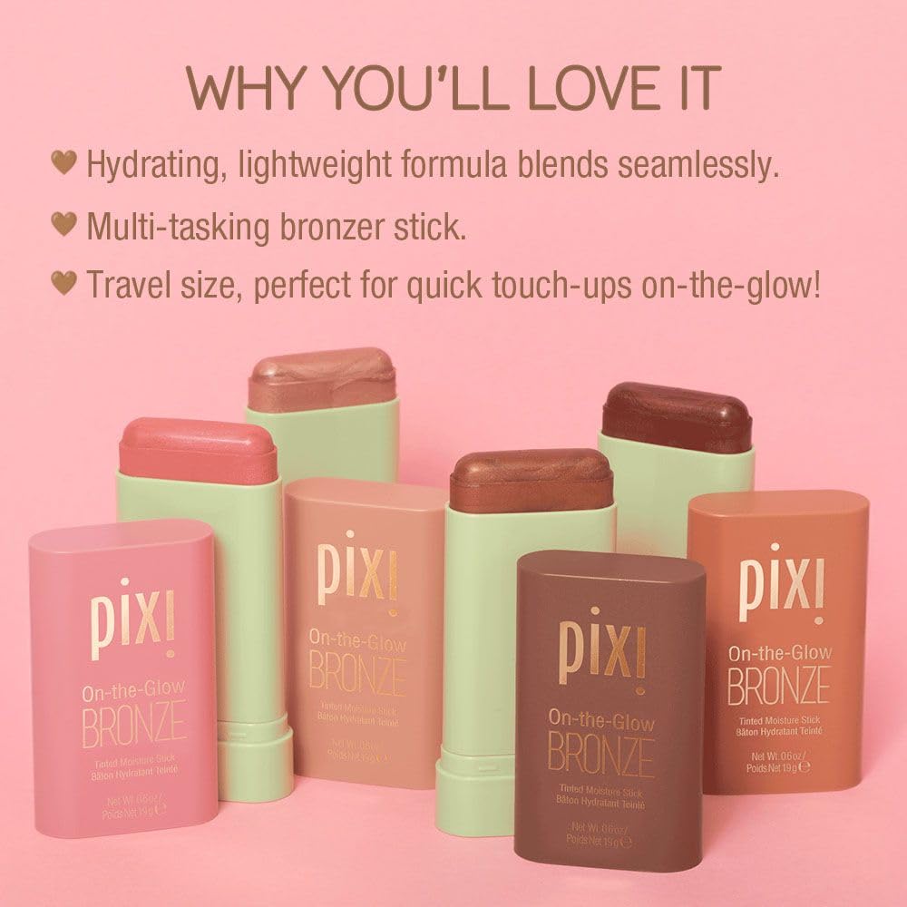 Muestra en mejilla de Pixi Bronce Iluminador da brillo natural