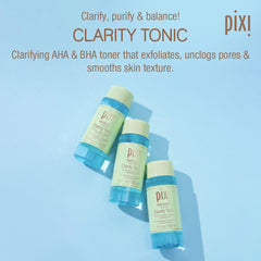 Pixi Clarity Toner etiqueta detallada que identifica la fórmula equilibrante