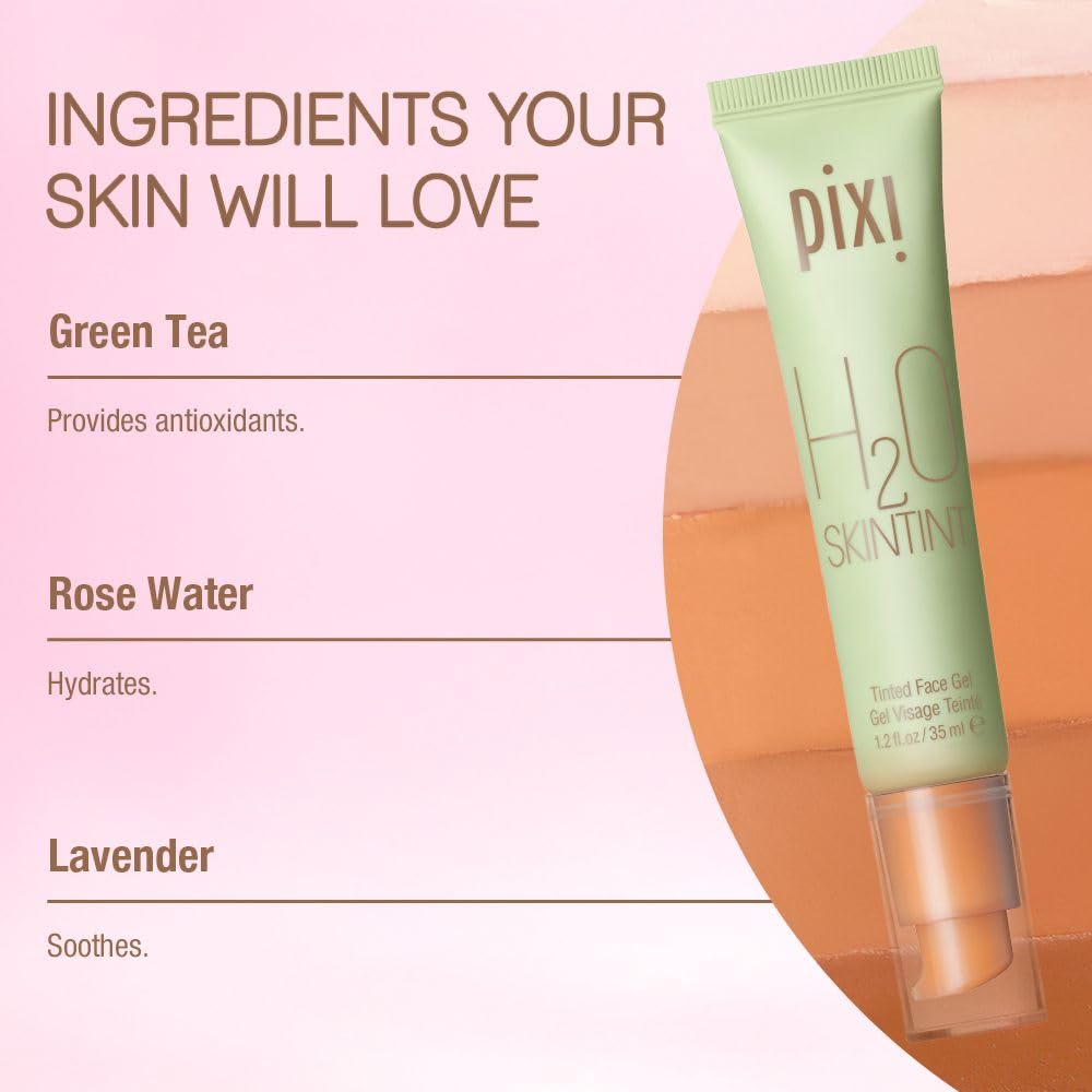 Pixi H2O SkinTint es resistente al agua para días activos.