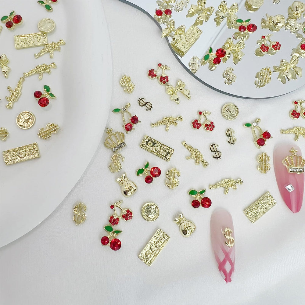 Dijes Pizadix uñas monedas doradas para destellos elegantes en cada manicura.