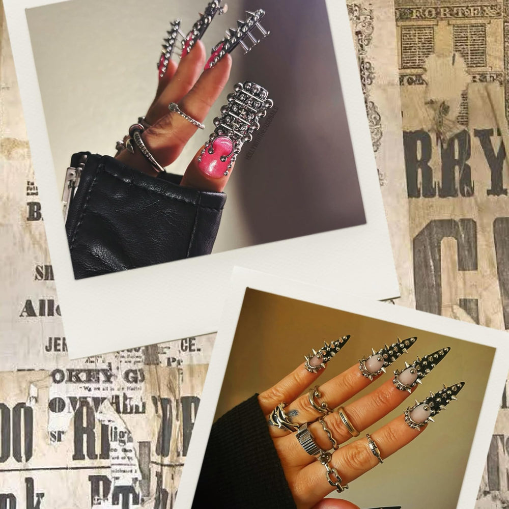 Pizadix detalle punk: acabado elegante para uñas y artesanía.