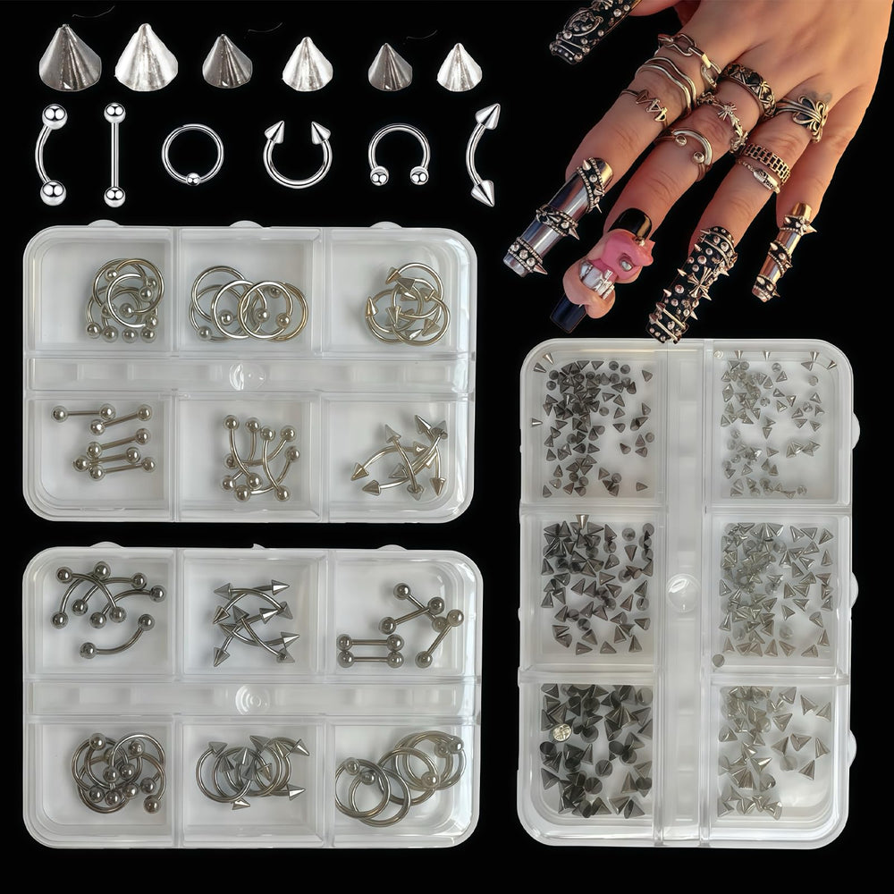 Pizadix Punk plata: piercings para uñas con brillo duradero.
