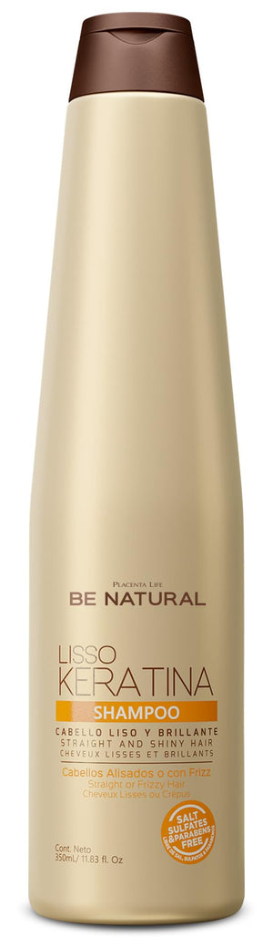 PLACENTA LIFE Be Natural Liso Queratina champú en botella, brillo visible para el cabello