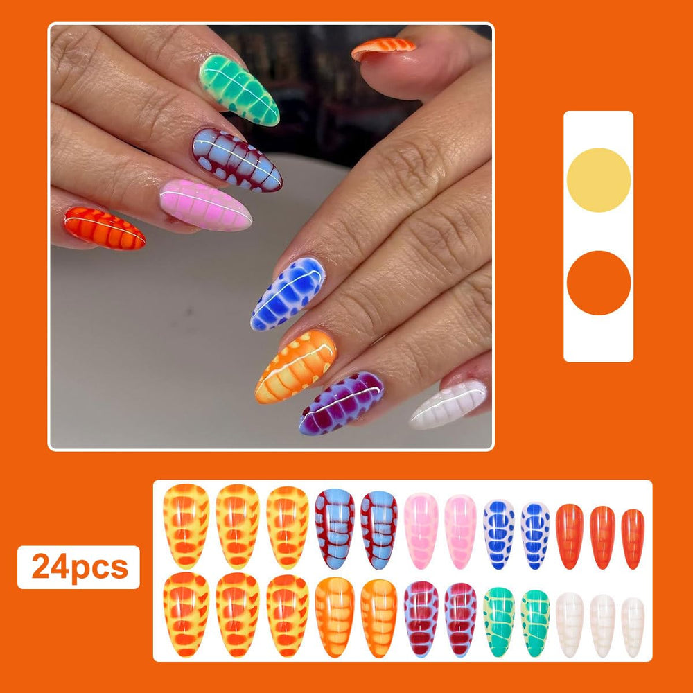 Conjunto de 24 uñas plalely almendra para diferentes tallas y estilos