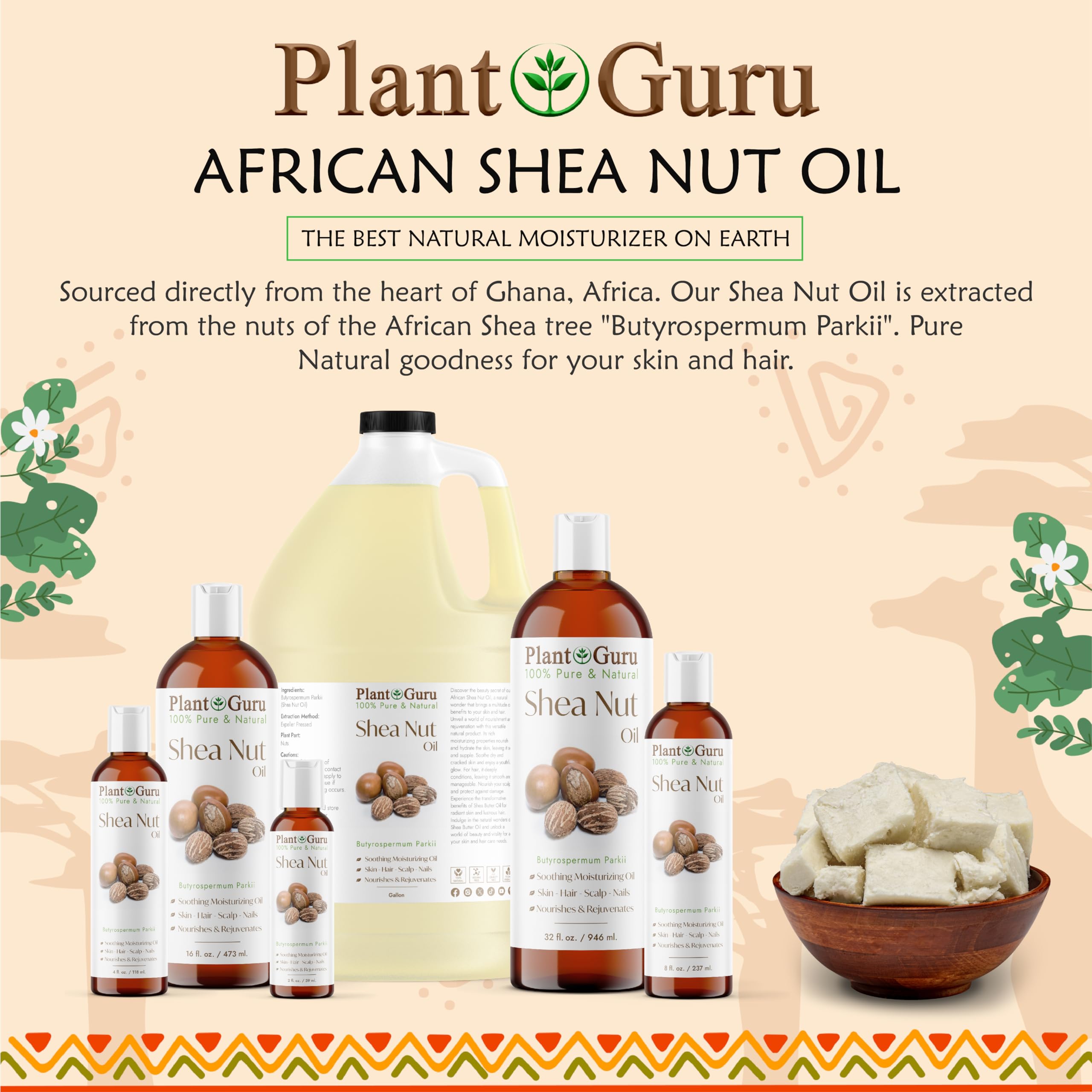 Plant Guru Aceite de Nuez de Karité nutre el cabello y reduce el frizz