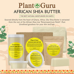 Textura cremosa de Plant Guru mantequilla de karité africana, hidrata suavemente.