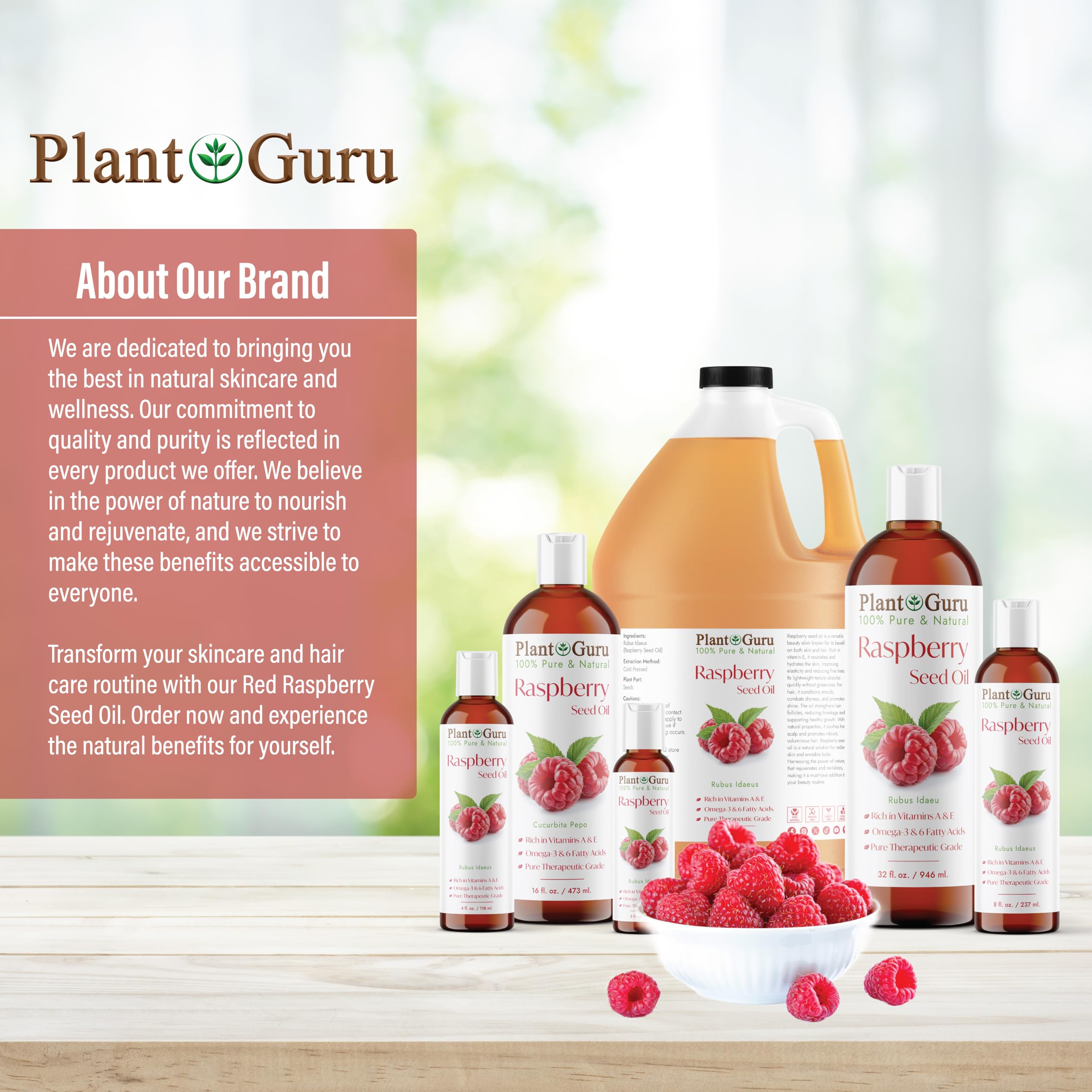 Plant Guru Aceite frambuesa rojo, absorción rápida para uso diario.