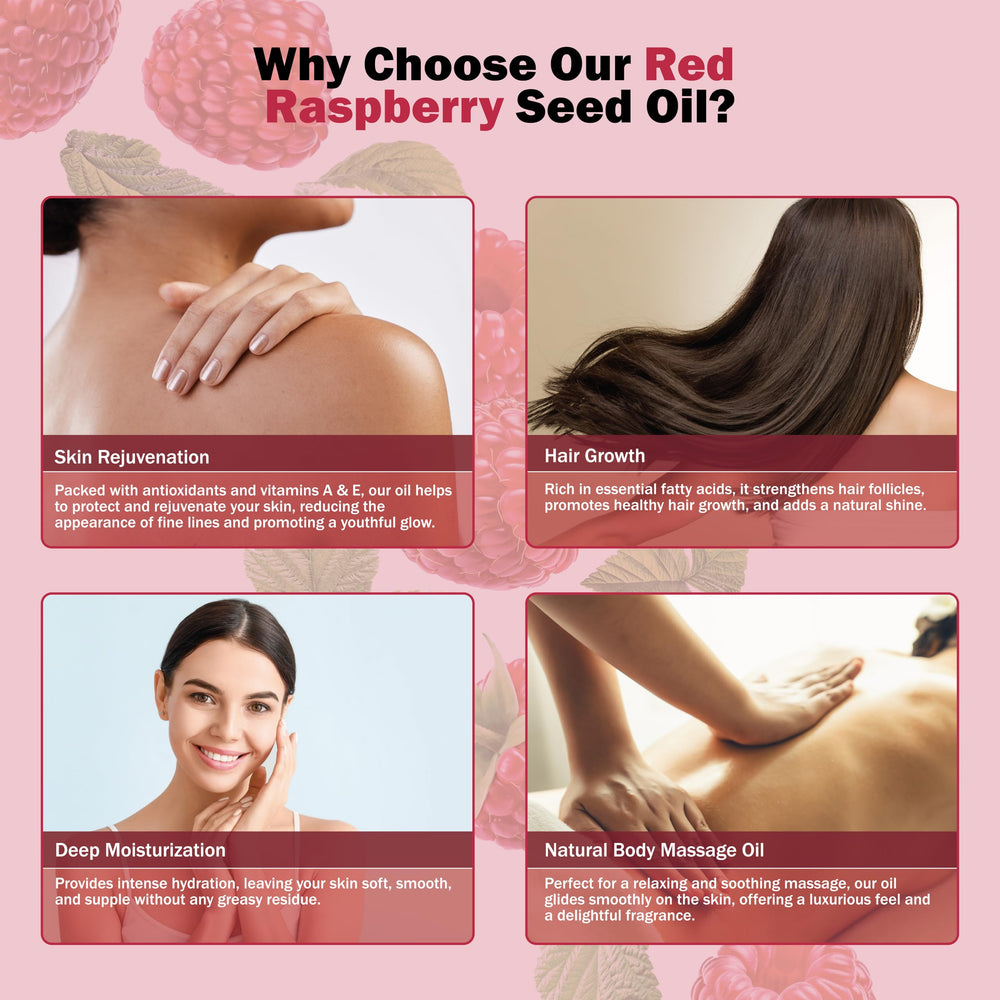 Plant Guru Aceite frambuesa rojo, cuidado del cabello para brillo y manejabilidad.