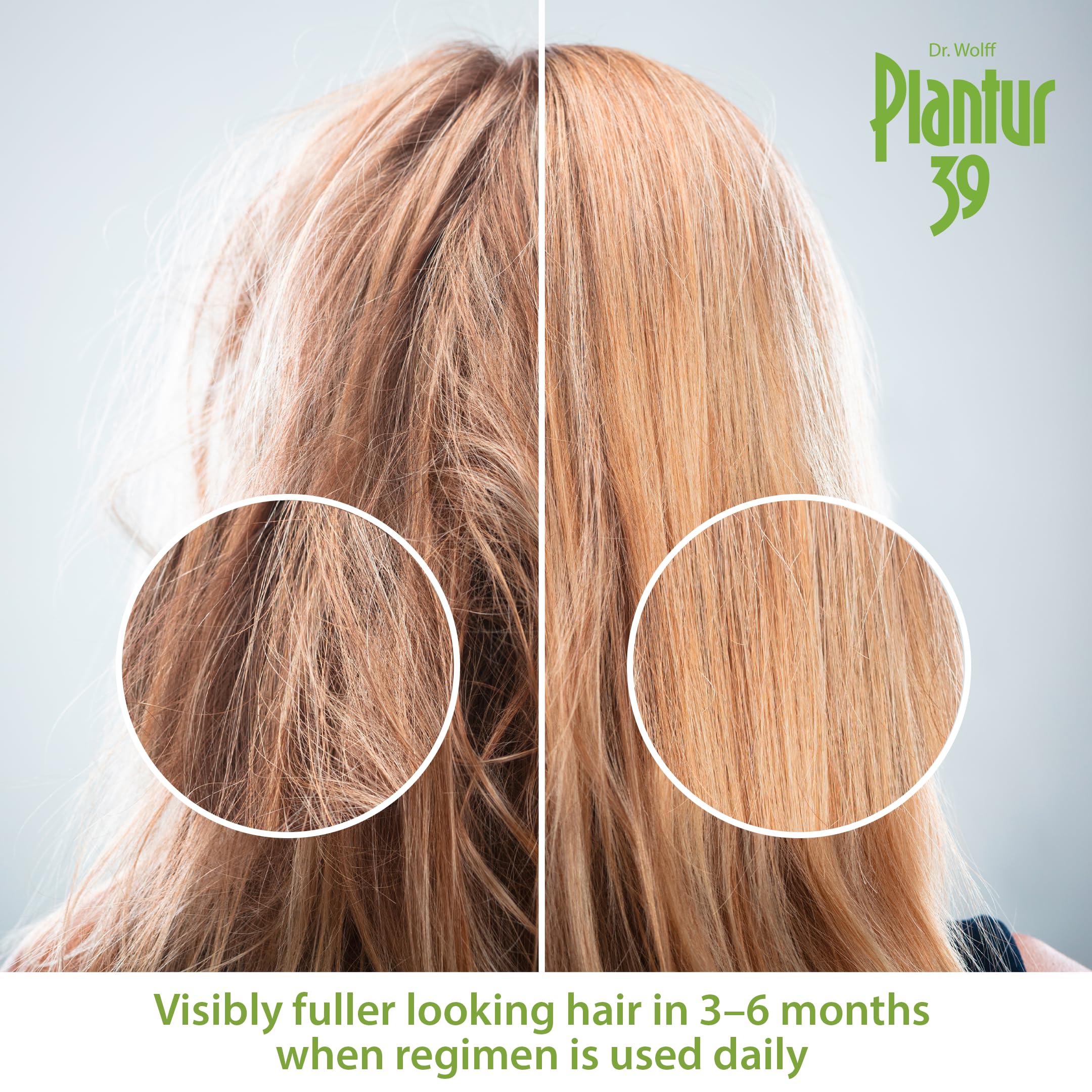 Plantur 39 Fitocafeína Champú para cabello fino con mayor volumen visible.