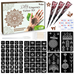PllusJoys kit tatuaje temporal marrón con tubos para delinear diseños temporales