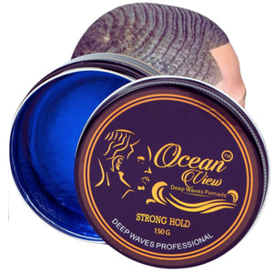 OCEAN VIEW DEEP WAVES POMADE en lata de 4 oz para fijación firme de ondas.