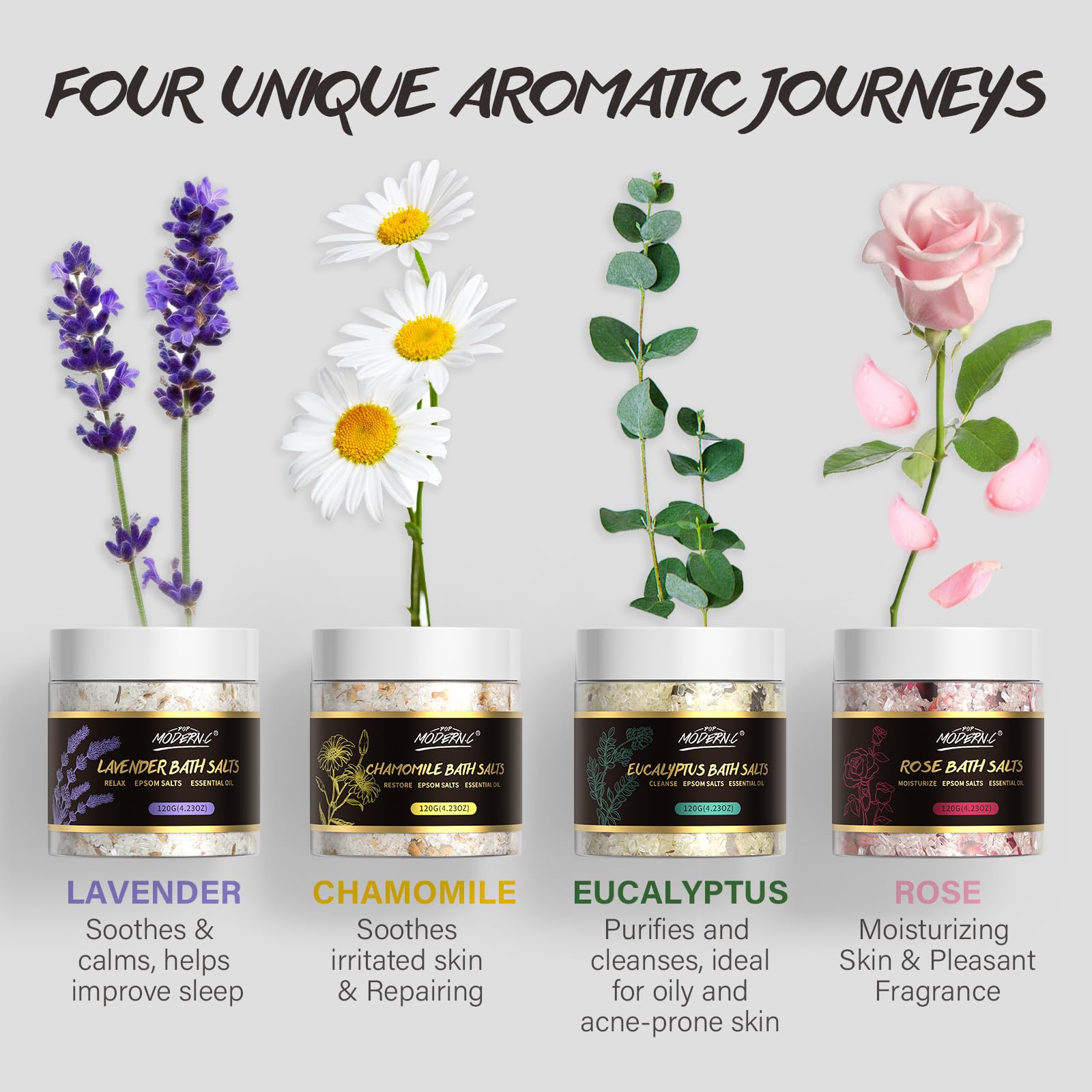 POP MODERN.C botella de aceites esenciales lavanda y eucalipto para aromas reconfortantes