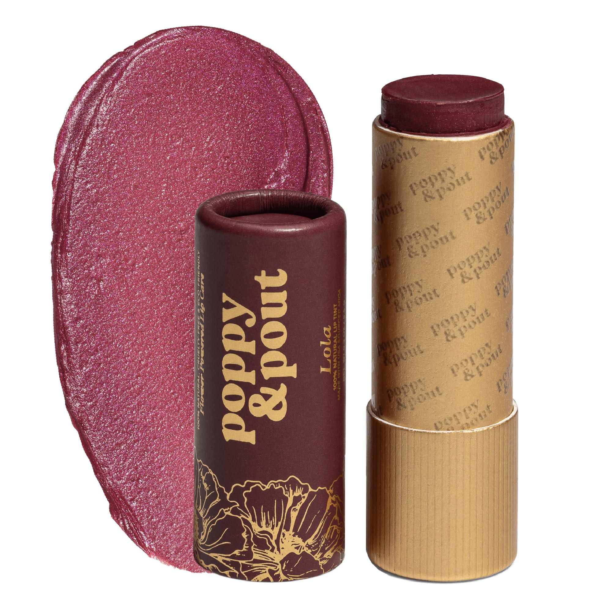 Poppy y Pout Lola: tinte labial en tubo de cartón con color natural.