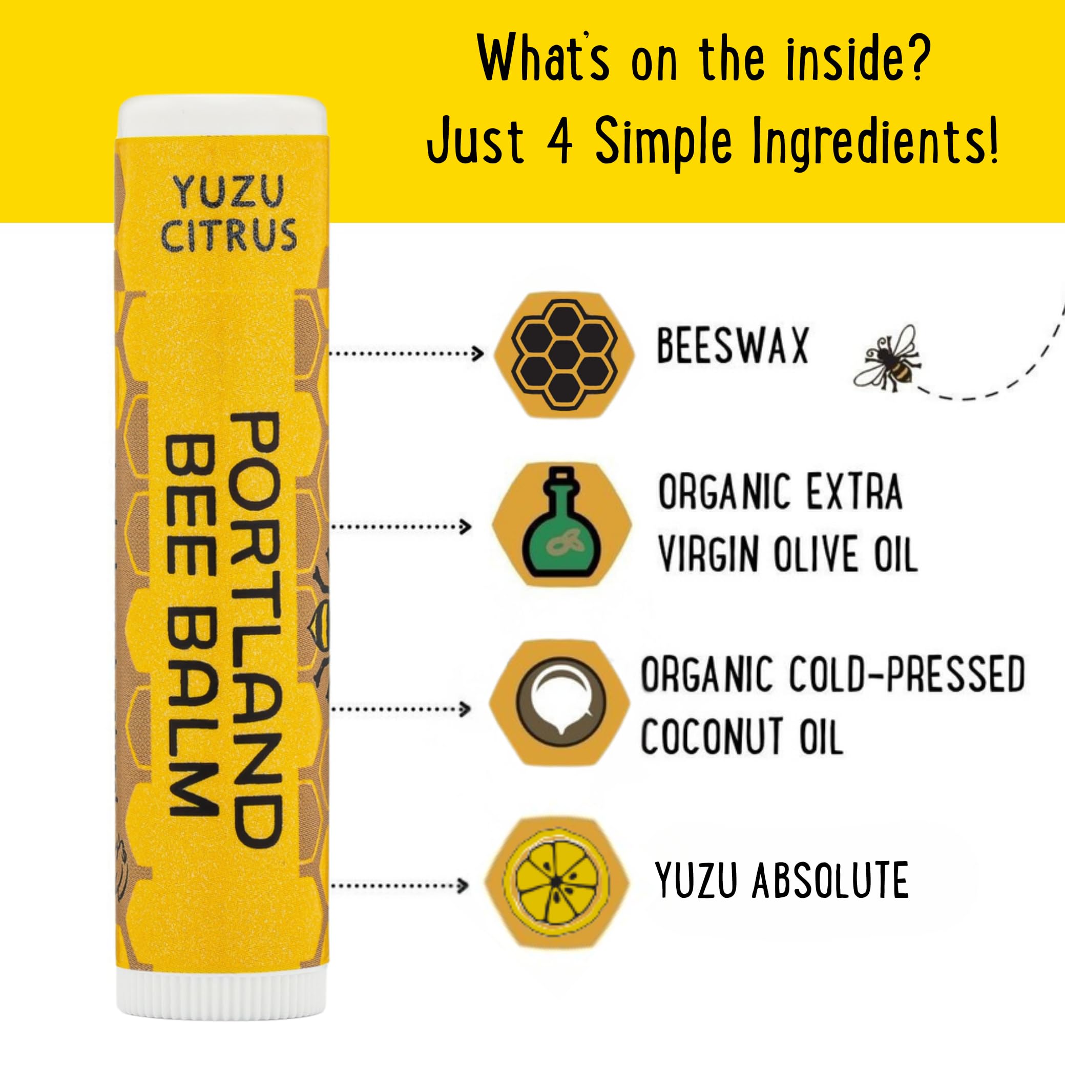Portland Bee Balm bálsamo labial Yuzu envase compacto para retoques en cualquier lugar.