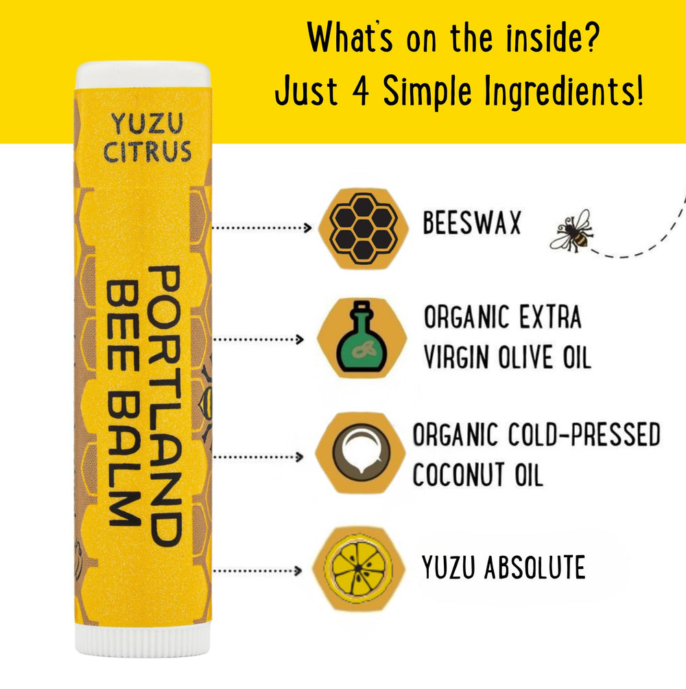 Portland Bee Balm bálsamo labial Yuzu envase compacto para retoques en cualquier lugar.