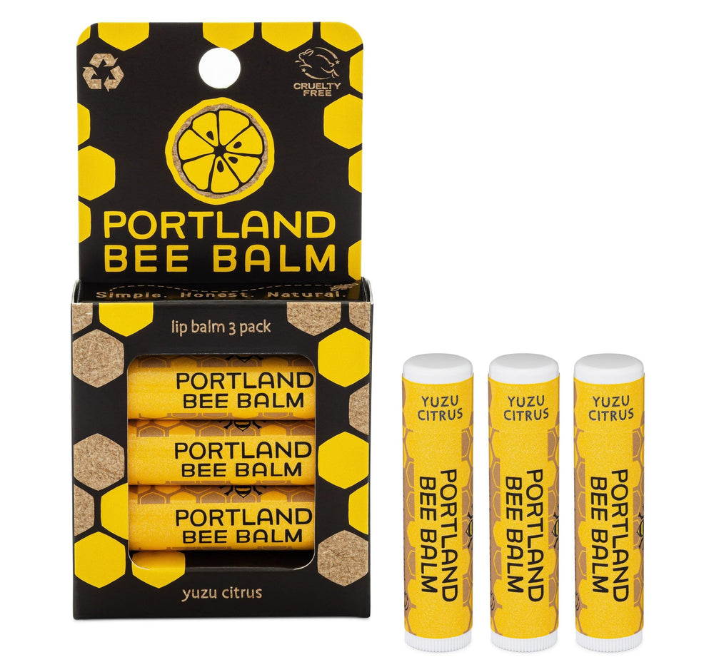Portland Bee Balm bálsamo labial Yuzu pack 3 para hidratación diaria.