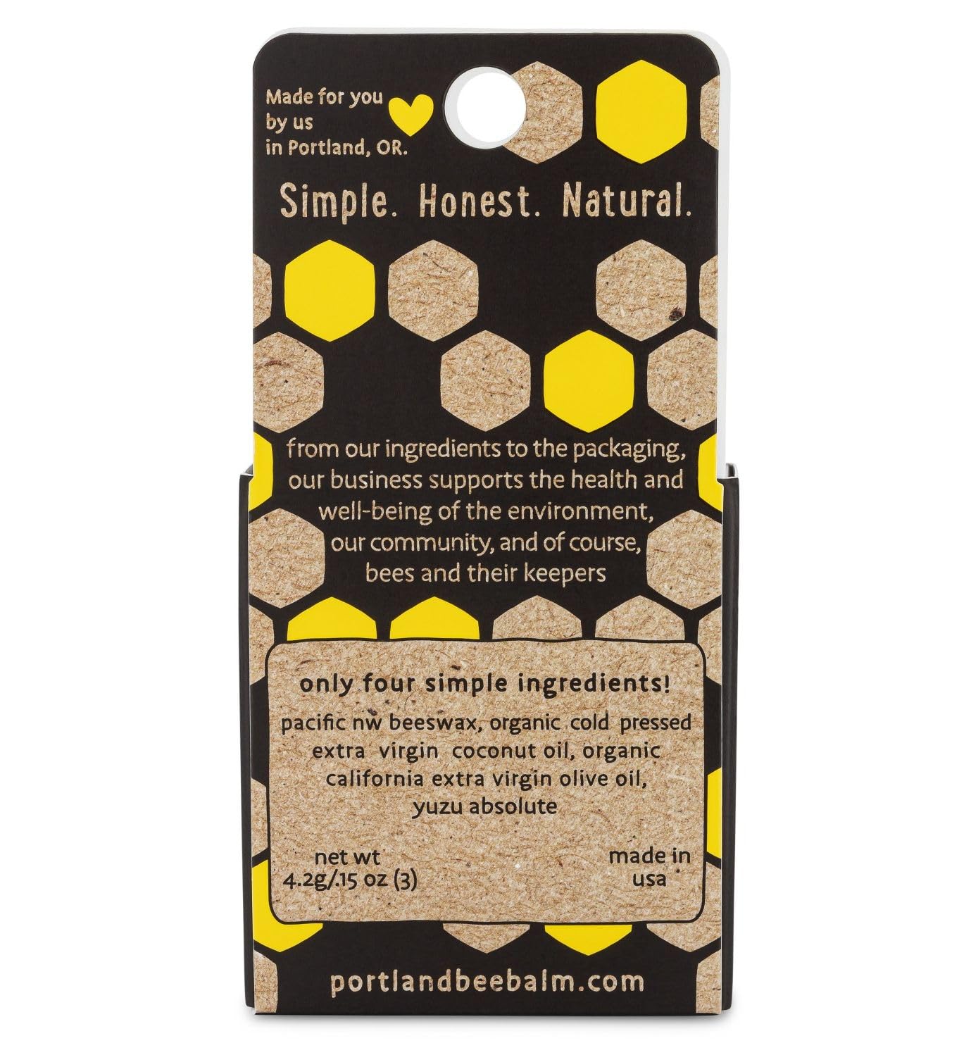 Portland Bee Balm bálsamo labial Yuzu textura suave para labios secos.