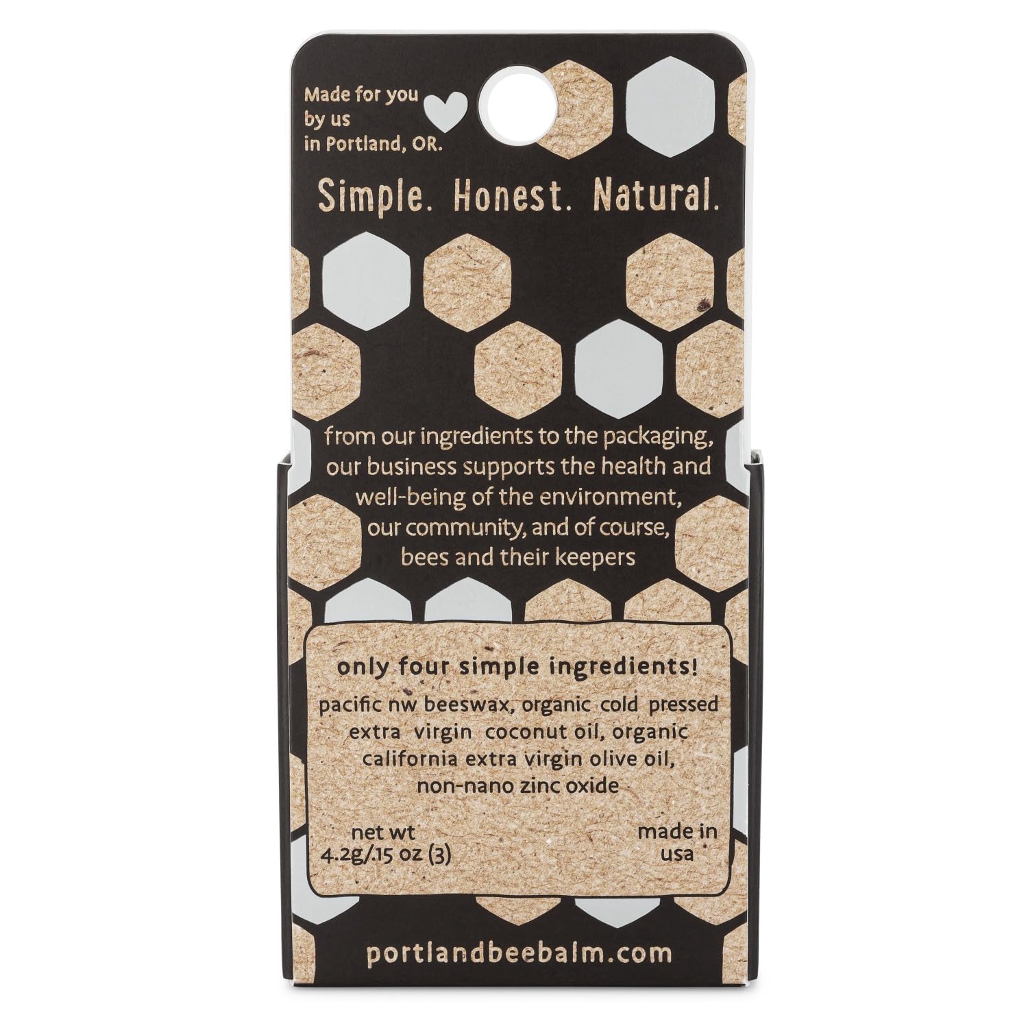 Portland Bee Balm etiqueta natural balsamo labial suave con ingredientes organicos.
