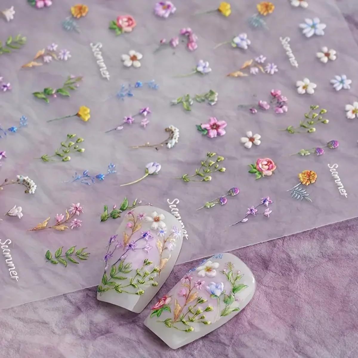 PowPOP estampa flores 5D relieve, ideal para realzar uñas con textura tridimensional.