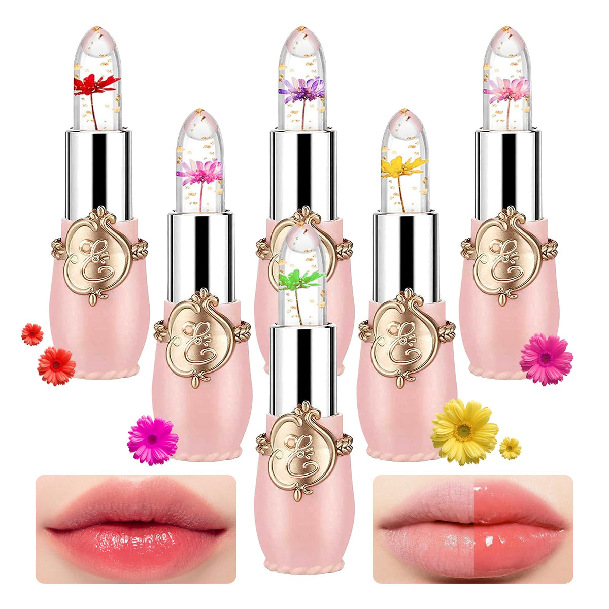 PPPanYiDi labial jelly flor cristal: set de 6 colores para labios hidratados.