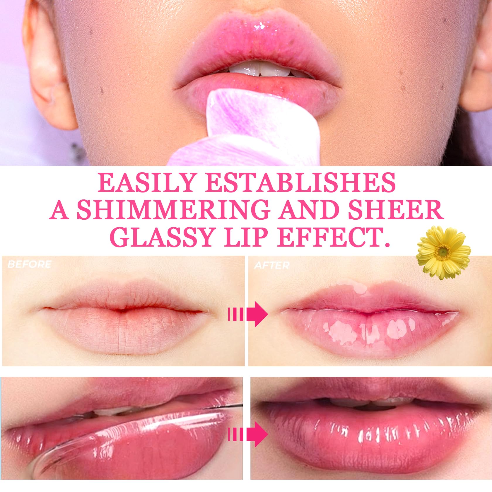 PPPanYiDi regalo labial jelly con flor, diseño bonito y práctico.