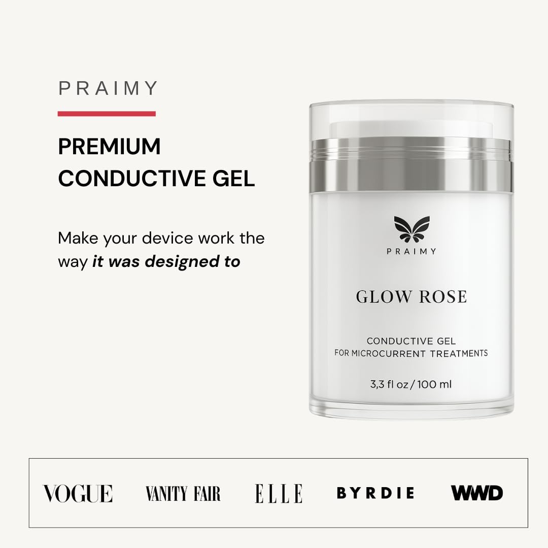 PRAIMY Glow Rose Gel Conductor, aplicación limpia para sesiones sin interrupciones