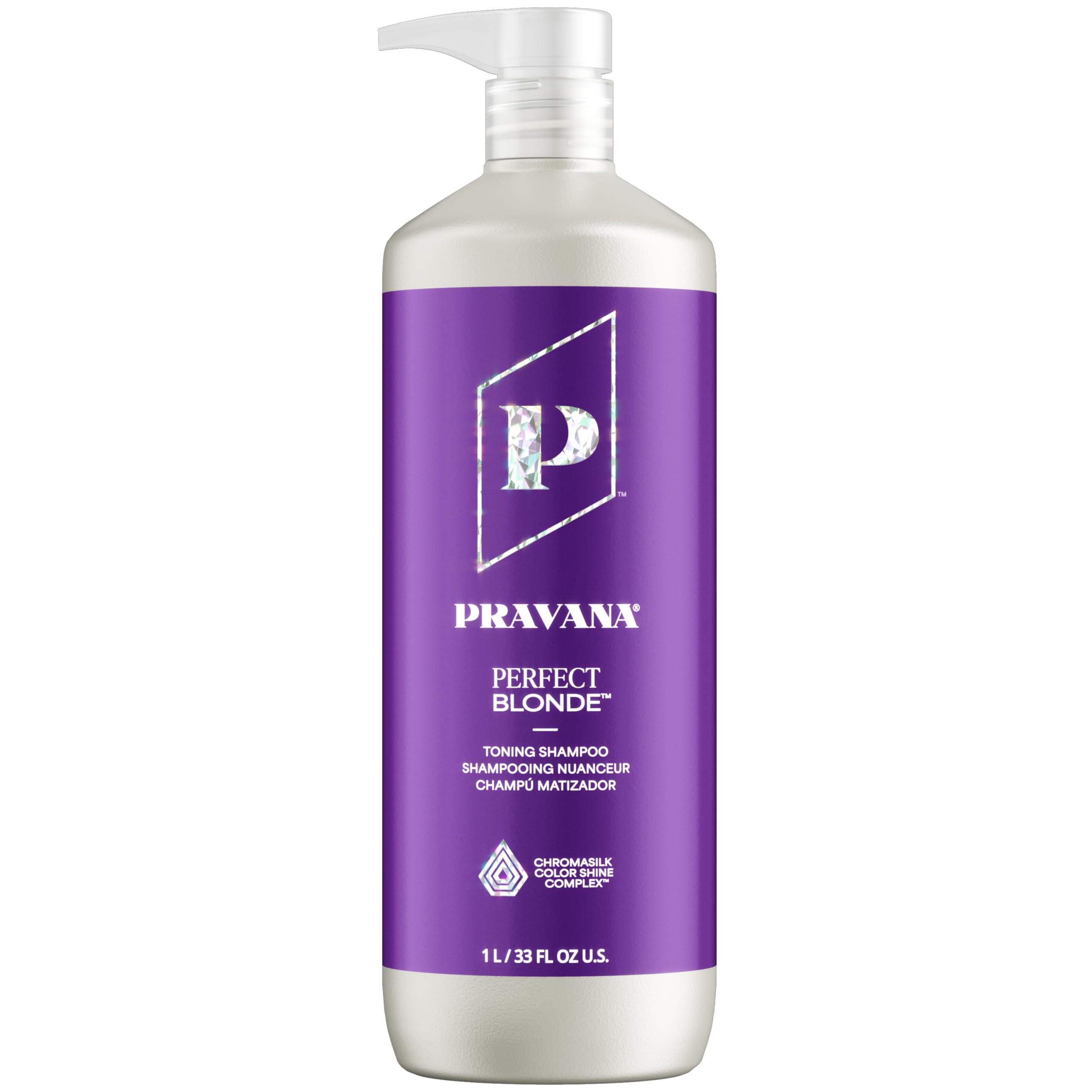 Pravana Champú Tonalizante Púrpura para Rubio, botella frontal, neutraliza tonos amarillos y aporta brillo.