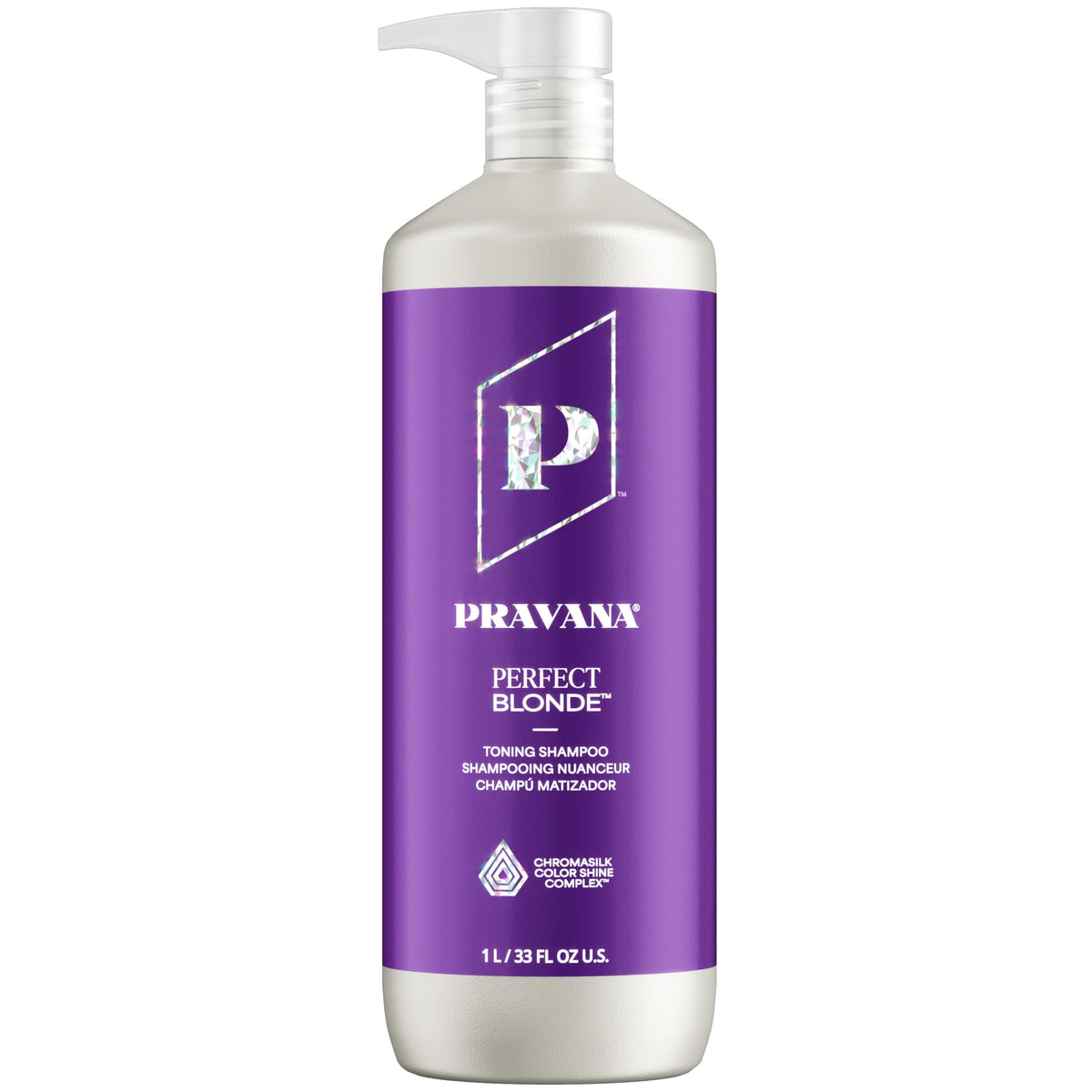 Pravana Champú Tonalizante Púrpura para Rubio, botella frontal, neutraliza tonos amarillos y aporta brillo.