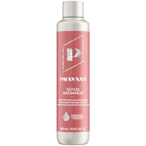 Pravana Repair Radiance Conditioner: botella elegante para cabello saludable.