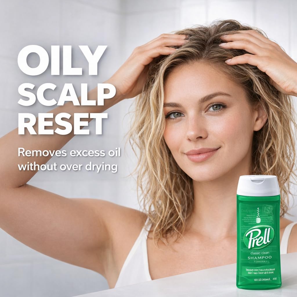 Prell Champú Clásico, cabello brilla naturalmente con acabado saludable