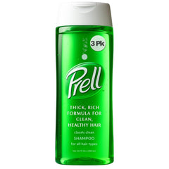 Prell Original Green Shampoo botella mostrando limpieza profunda para cabello renovado