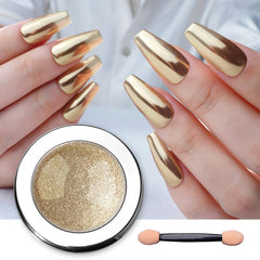 Pretty Diva pol­vo cromo Champagne Oro, acabado espejo duradero para uñas