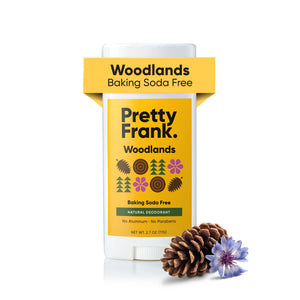 Pretty Frank Desodorante Natural Bastón Woodlands, aroma suave para piel sensible y protección durante el día.