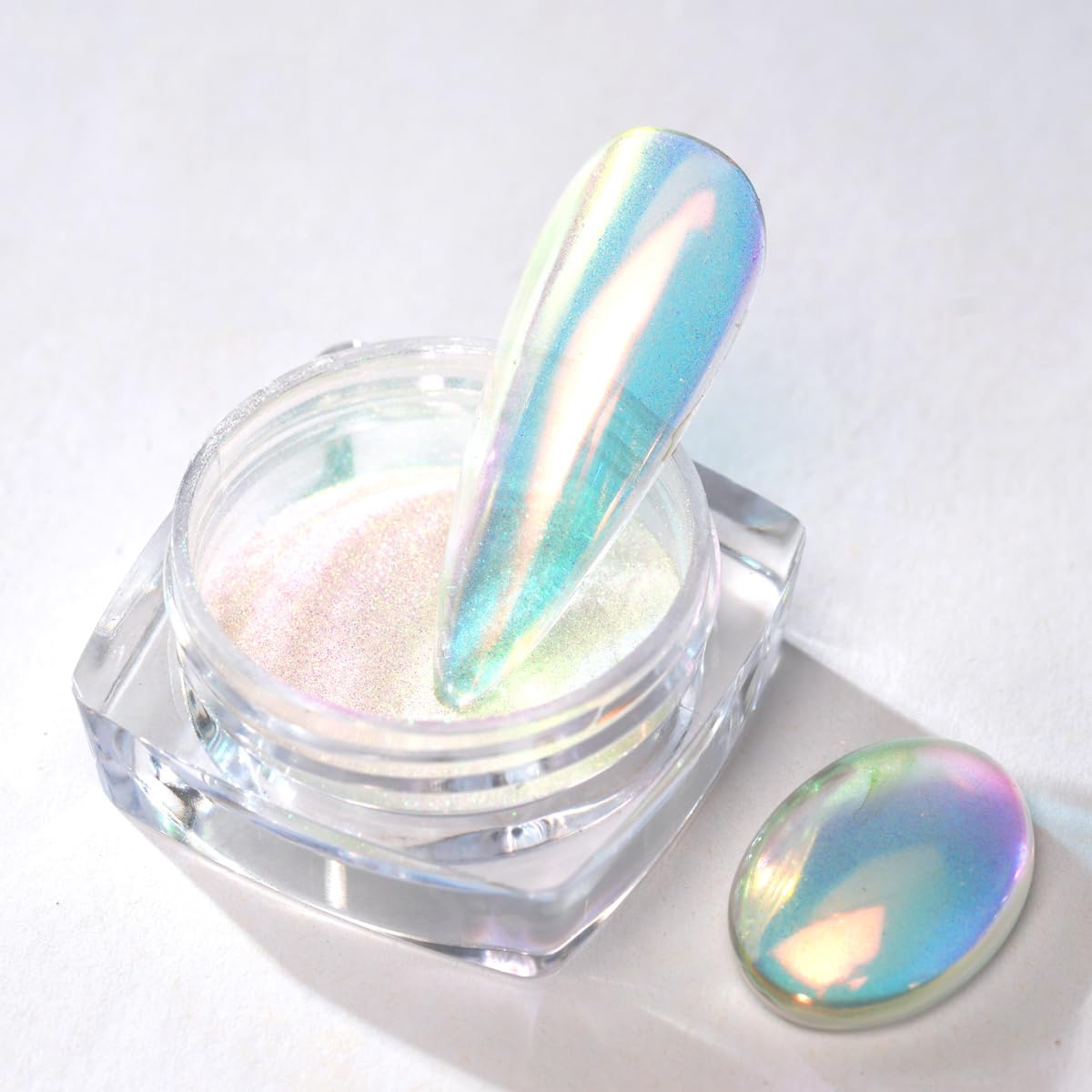 PrettyDiva polvo cromado sirena 0.3 g para acabado iridiscente en uñas.