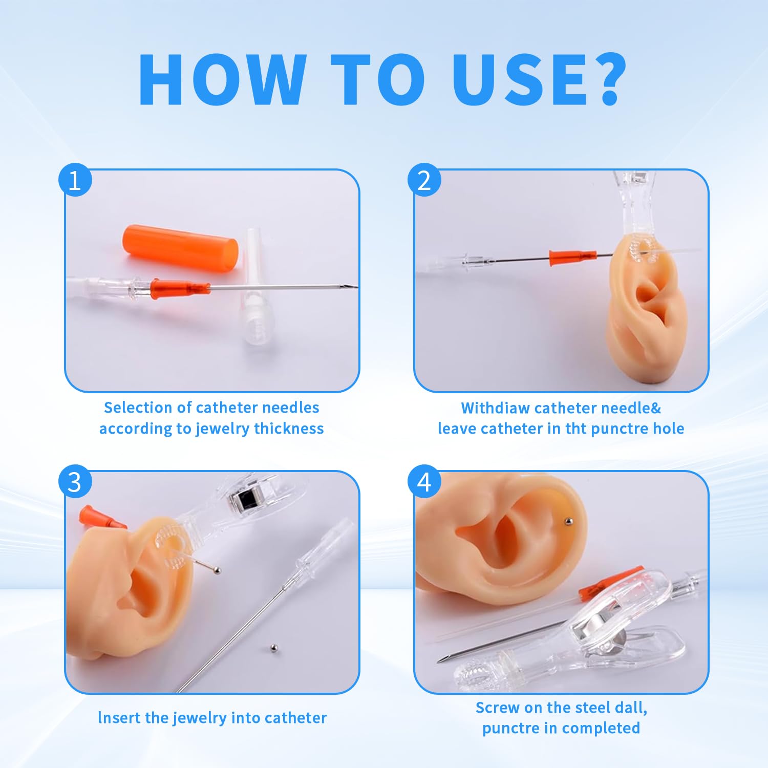 Prgislew Catheter Piercing diseño hueco y afilado para precisión.