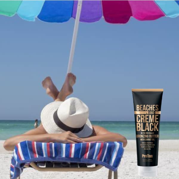 Pro Tan Beaches & Crème Black Butter, extracto de hongo suavizante para la piel.