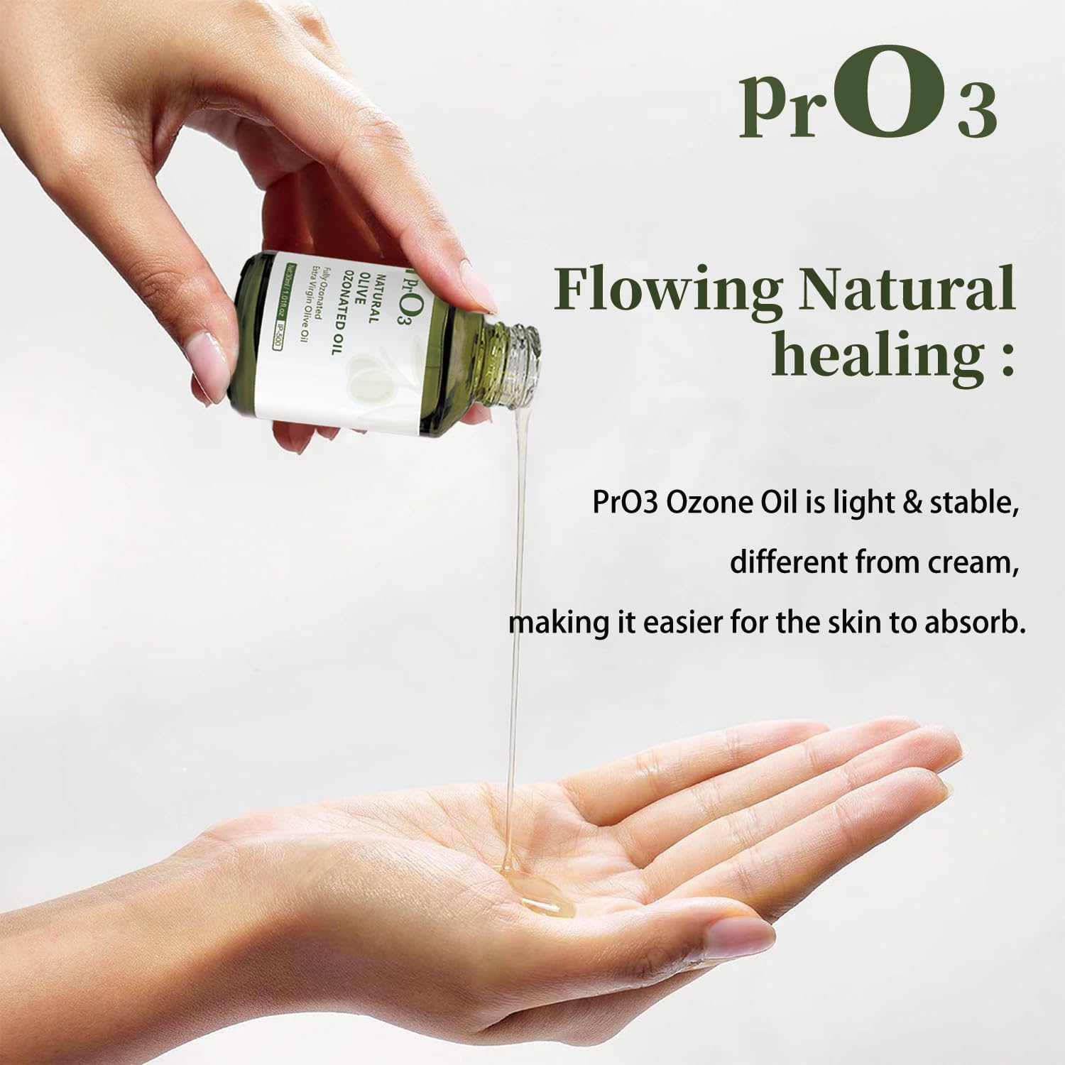 PrO3 Aceite de Oliva Ozono, aplicación suave en la piel