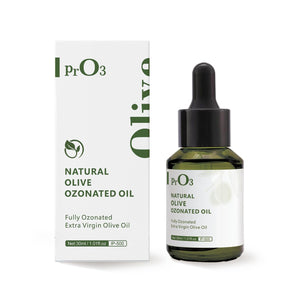 PrO3 Aceite de Oliva Ozono, botella con gotero para aplicación suave en la piel