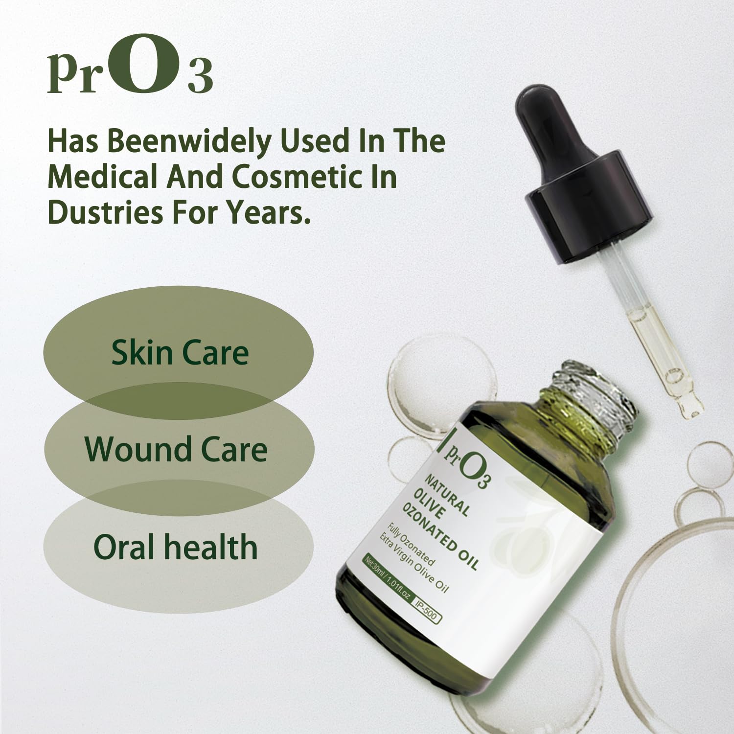 PrO3 Aceite de Oliva Ozono, detalle del gotero para uso preciso