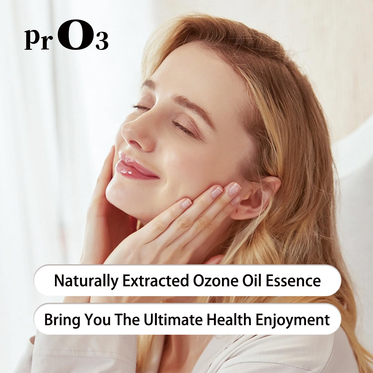 PrO3 Aceite de Oliva Ozono, etiqueta que muestra origen y uso
