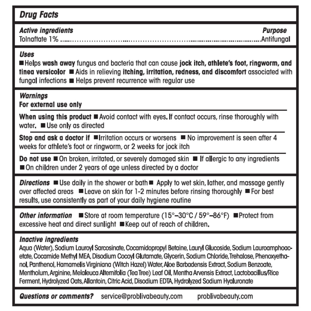 ProBliva fórmula antibacterial para higiene corporal diaria