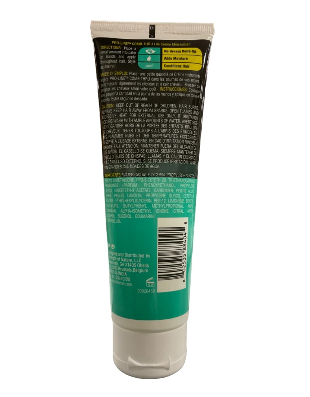 Pro-Line Comb-Thru Lite-Crème, empaque, fácil de usar en casa para hombres.