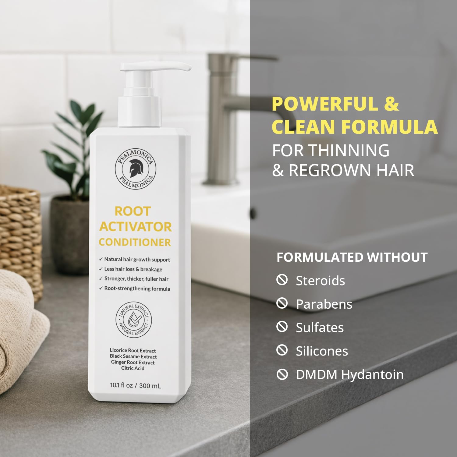 Psalmonica ingredientes naturales romero, fórmula suave para todo tipo de cabello.