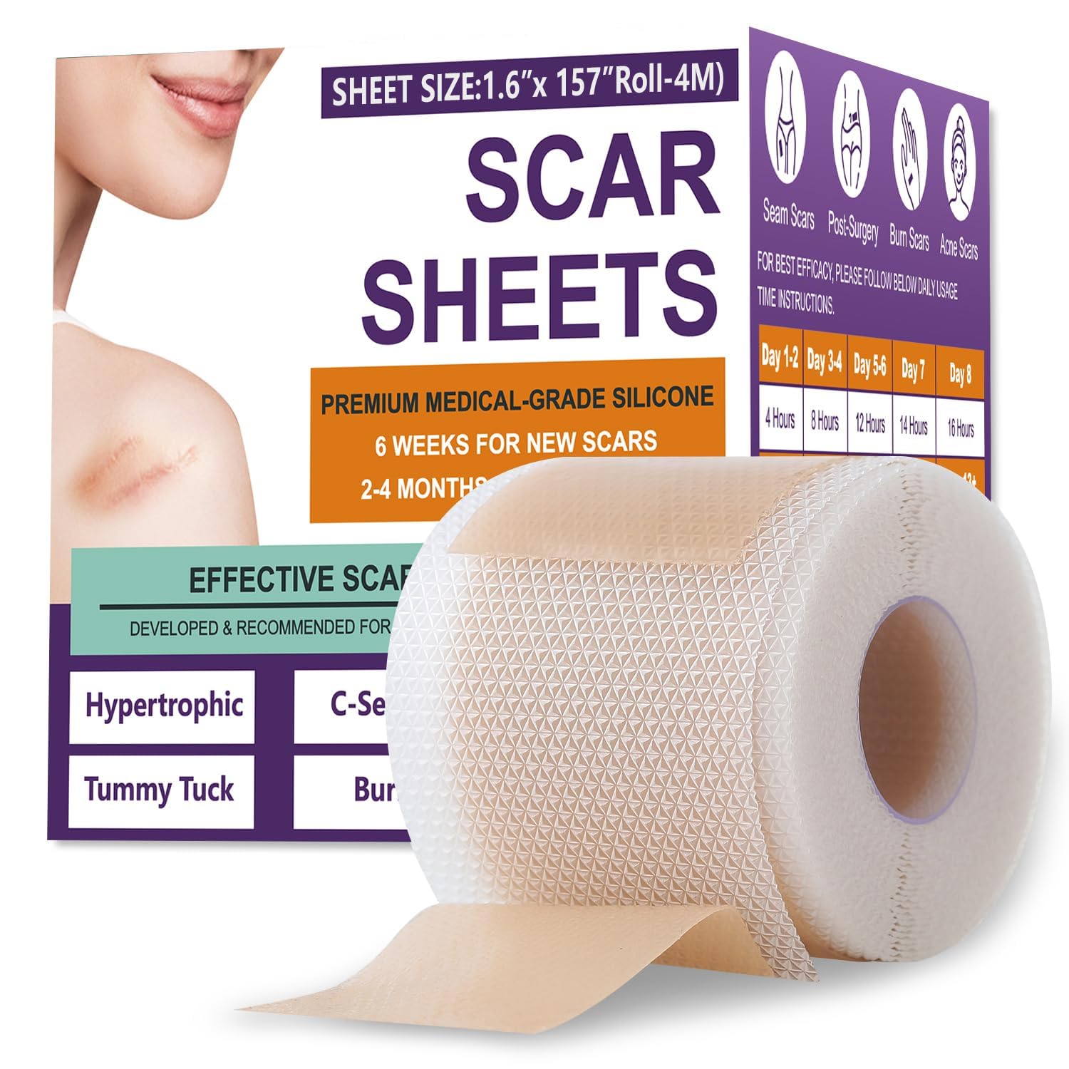 Psecici hojas silicona cicatriz rollo: suave, cómodo, para uso diario.