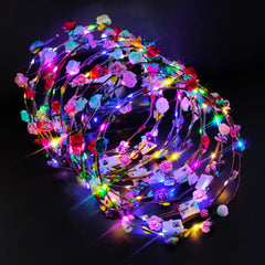 PTHTECHUS corona de flores LED 12-pack, ideal para fiestas con brillo festivo.